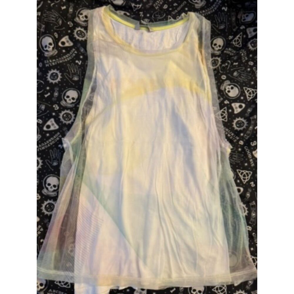Pastel Abstract Sheer Mesh Sleeveless Tank Top